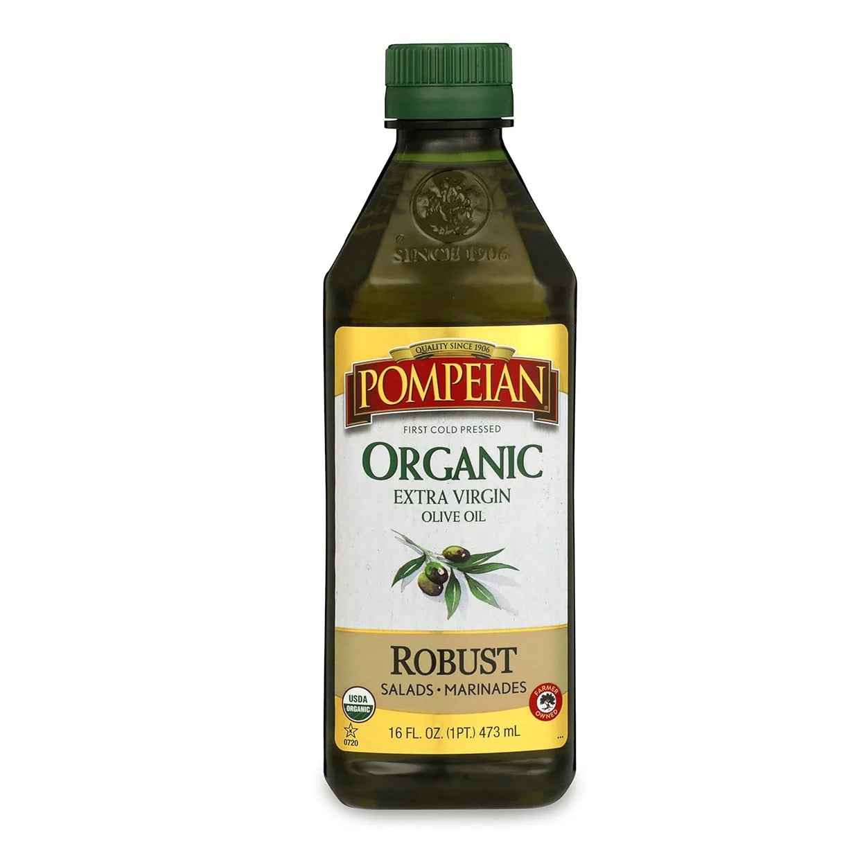 Pompeian USDA Organic Robust Extra Virgin Olive Oil – Thoughtful Housewarming Gift for New Homeowners, First Cold Pressed 16 Fl Oz