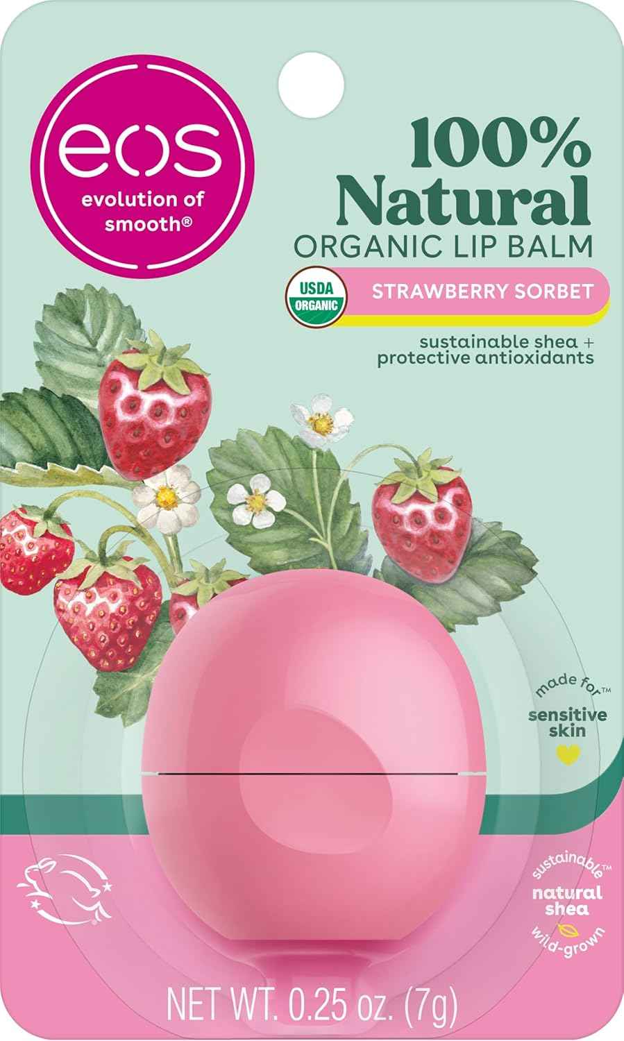 eos Organic Lip Balm Sphere – Mindful Self-Care Lip Hydration for Your Bath and Bedtime Routine