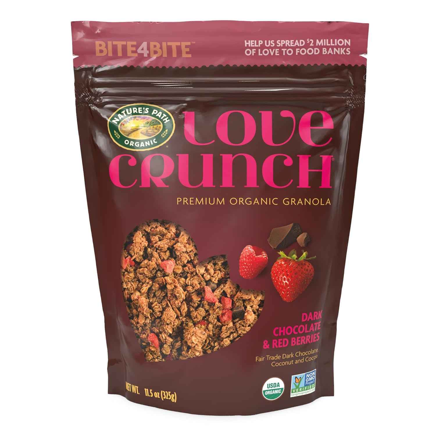 Nature's Path Love Crunch Dark Chocolate & Red Berries Granola – Mindful Morning Snack for Clean-Label Wellness Routines