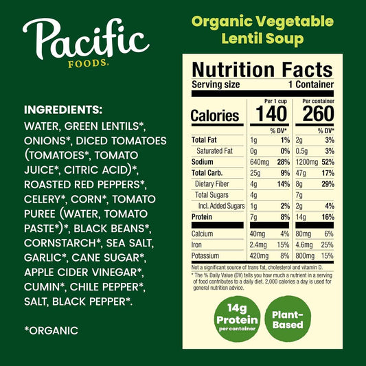 Pacific Foods Organic Vegetable Lentil Soup – 3-Minute Microwave Lunch for Busy Professionals Between Meetings