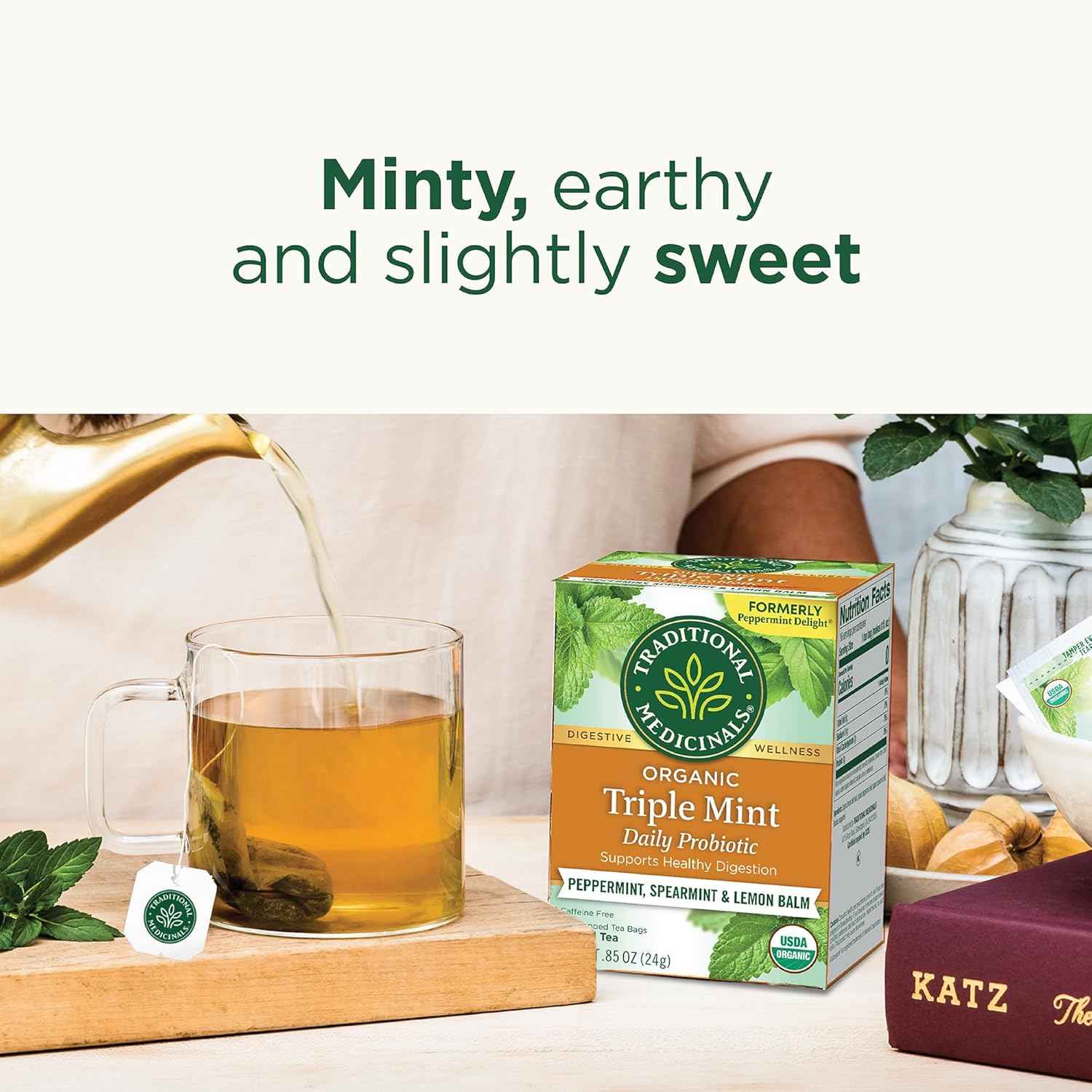 Traditional Medicinals Organic Triple Mint Tea – Gentle Family-Friendly Herbal Brew for Kids' Snack Time