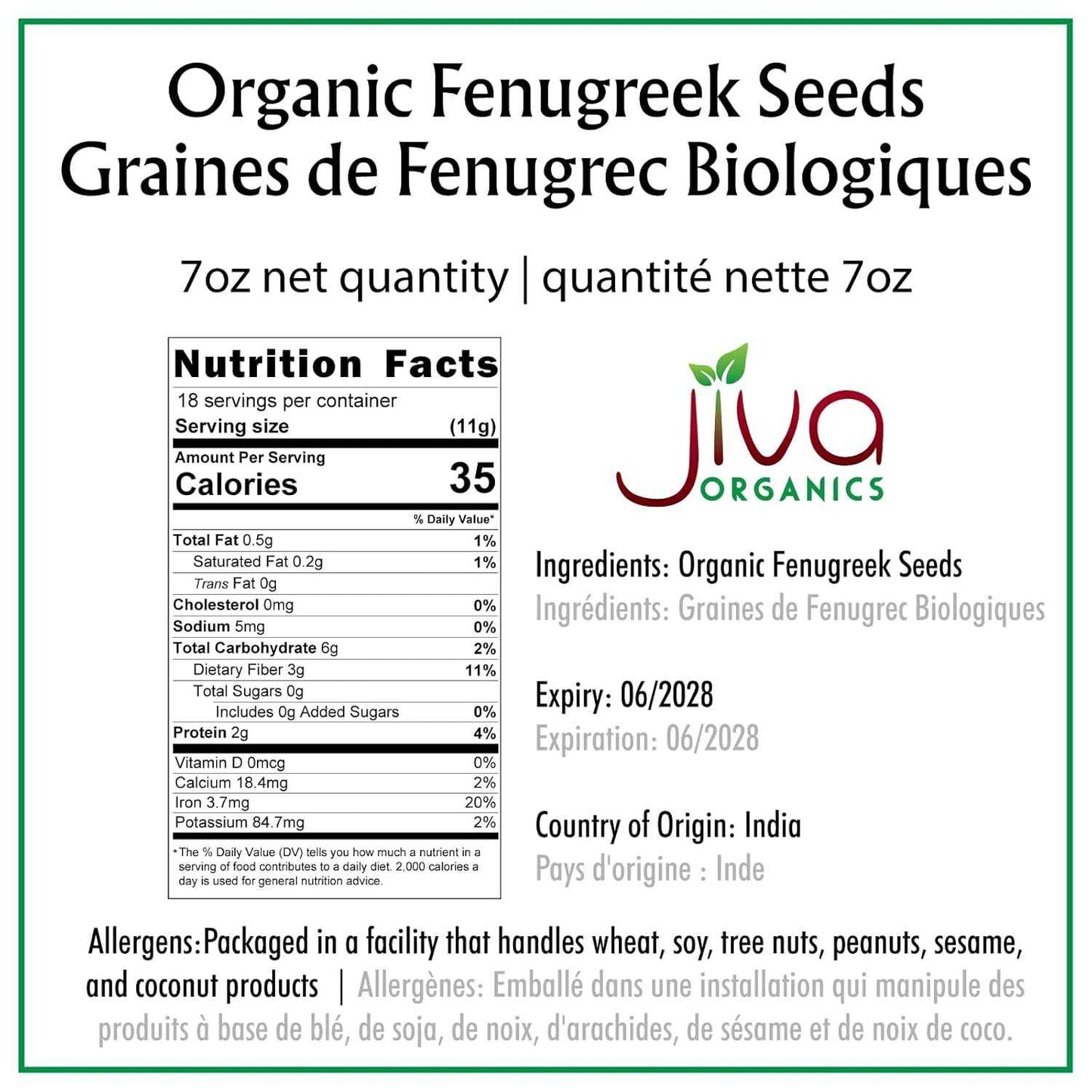 Jiva Organic Fenugreek Seeds 7 Ounce – Raw Methi Dana for Lactation Support, Digestion Soaks & Mindful Morning Routines