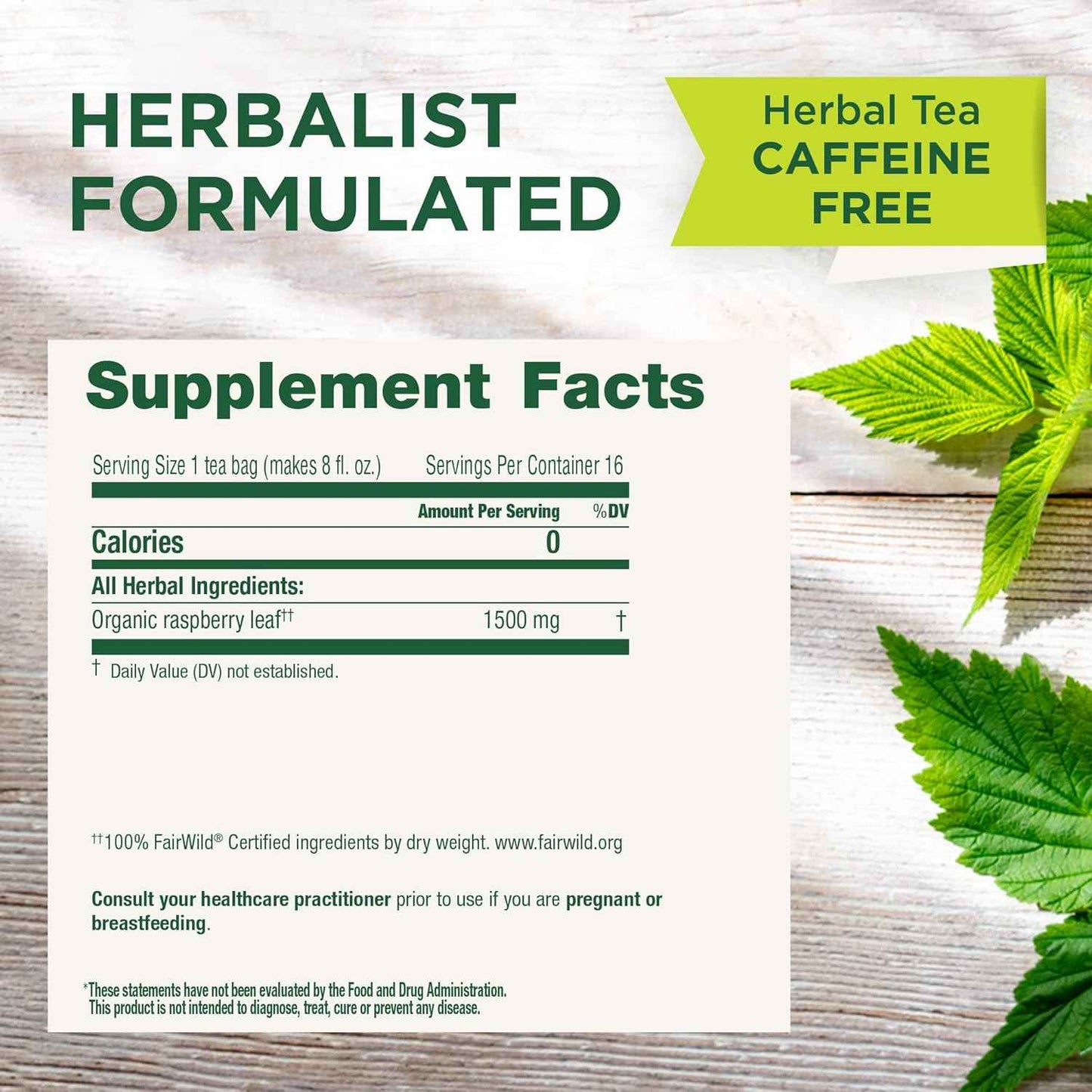 Traditional Medicinals Organic Raspberry Leaf Herbal Tea – Clean Caffeine-Free Brew Safe for Pregnancy and Breastfeeding, 16 Tea Bags