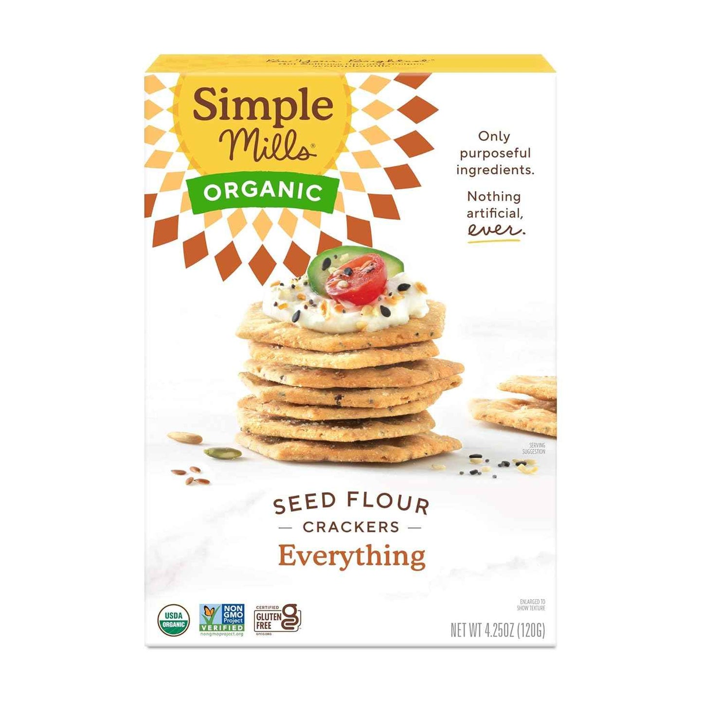 Simple Mills Organic Seed Crackers, Everything – Allergen-Friendly Lunchbox Snack for Kids