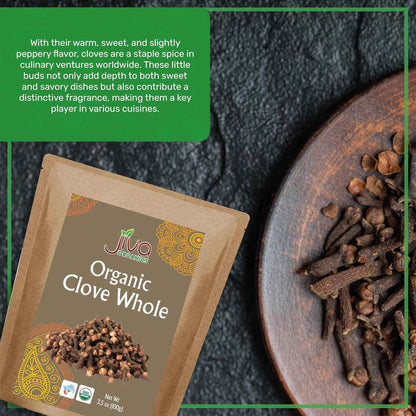 Jiva Organic Whole Cloves – Warming Spice for Yoga Room Meditation Rituals, 3.5 oz Pouch