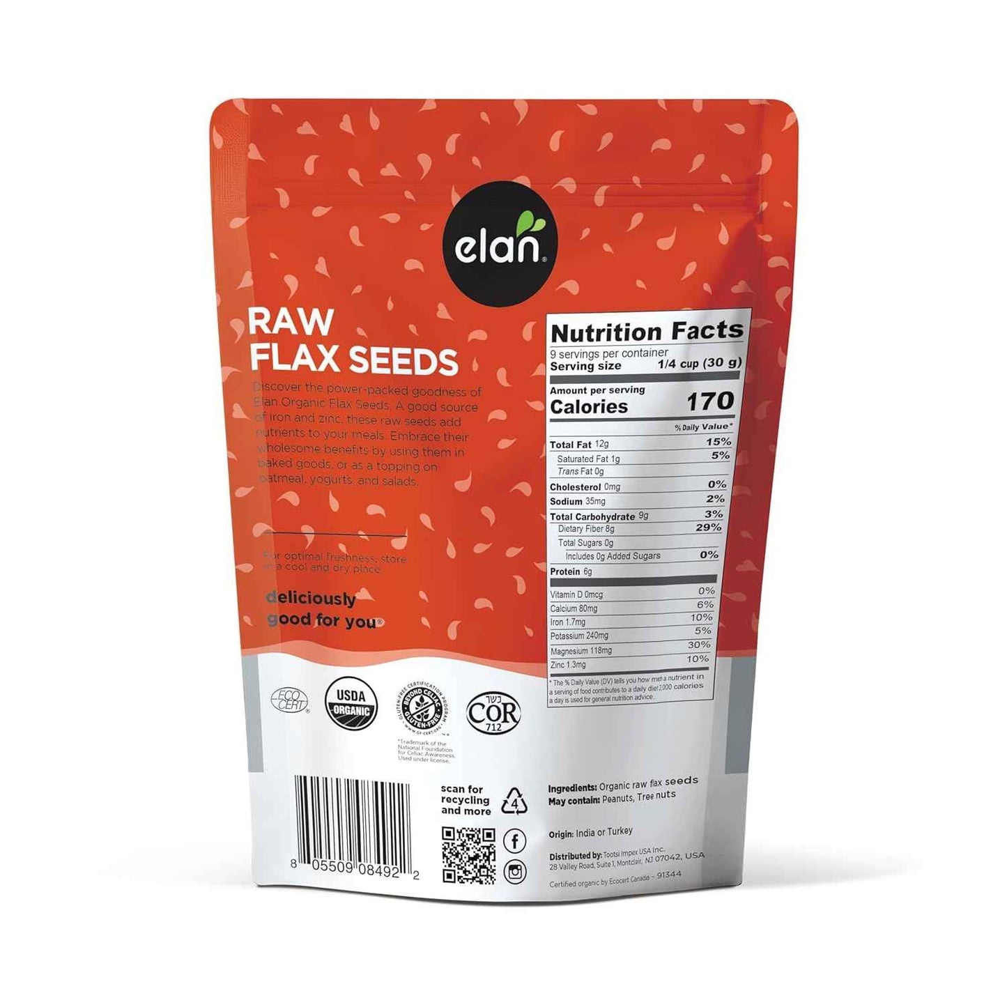 Elan Organic Whole Flaxseed, 9 oz Twin Pack – Clean-Label Seeds for Intentional, Less-Is-More Kitchens