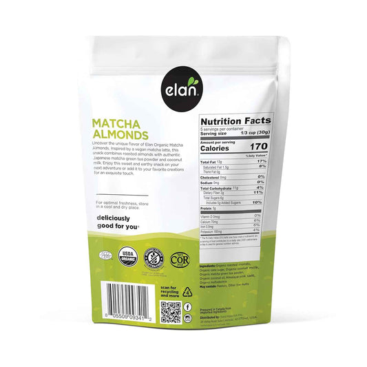 Elan Matcha Almonds – Portable Snack for Camping Trips and Picnic Baskets