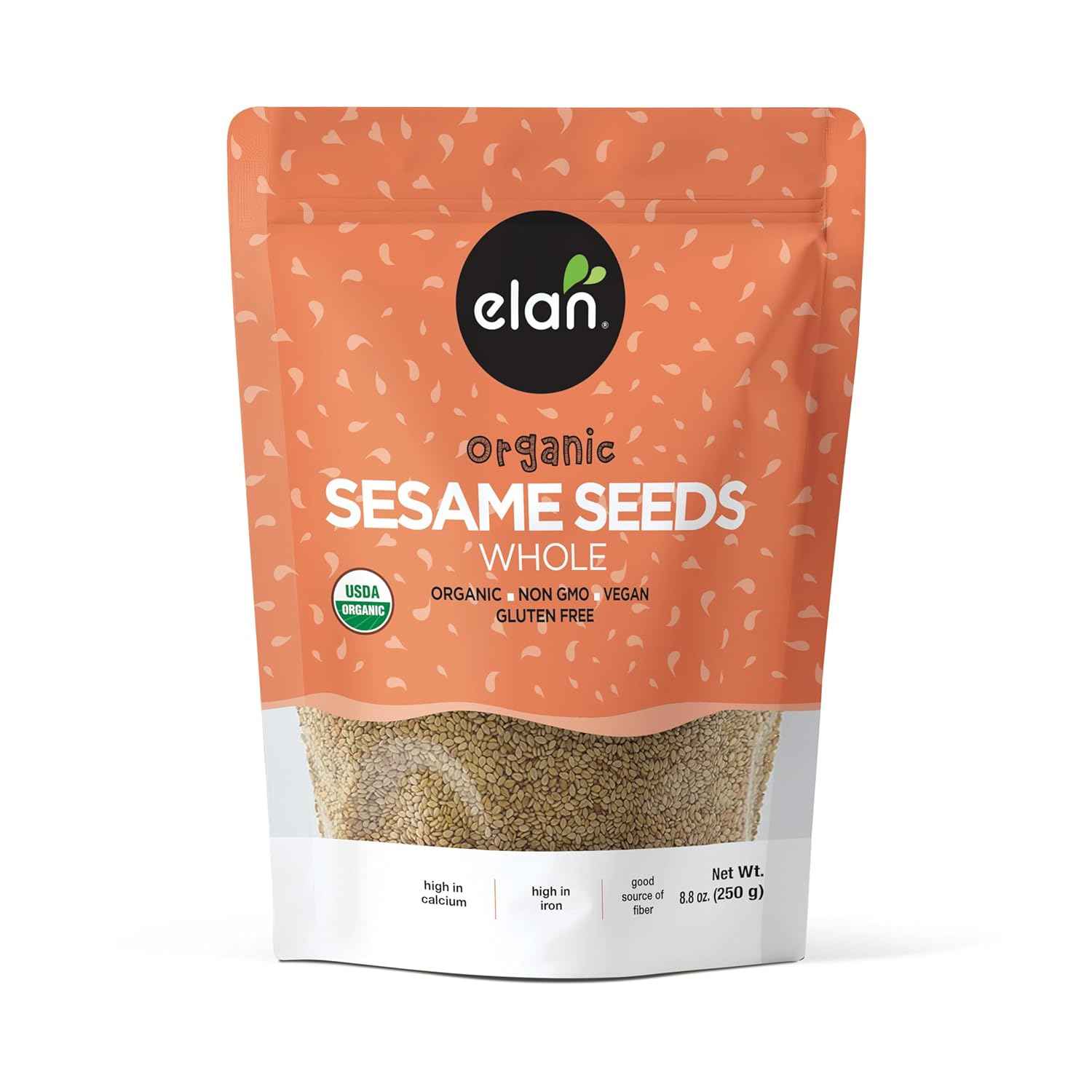 Elan Organic Sesame Seeds for Child-Friendly Baking, Raw and Unsalted Seeds for Waffles Crackers and Toddler Bowls