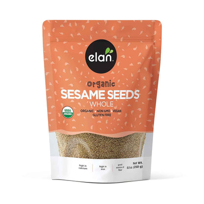 Elan Organic Sesame Seeds for Child-Friendly Baking, Raw and Unsalted Seeds for Waffles Crackers and Toddler Bowls