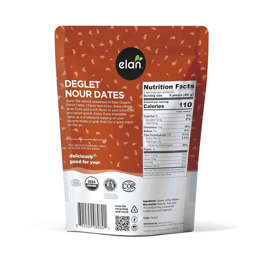 Elan Organic Pitted Dates – Pre-Pitted Dried Fruit for Streamlined Meal Prep and Simple Baking