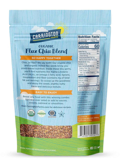 Carrington Farms Flax Chia Blend – Plant-Based Omega-3 for Mindful Morning Nutrition, USDA Organic Superfood for Self-Care