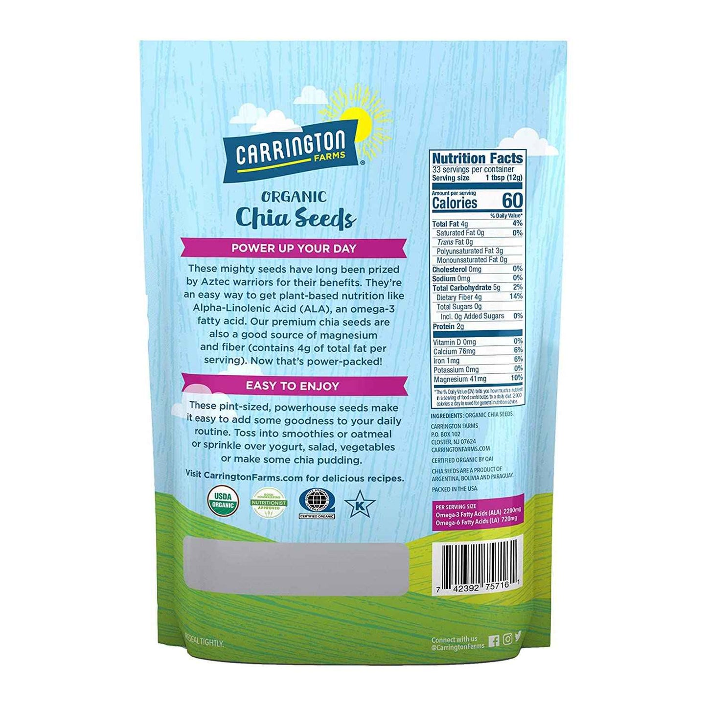 Carrington Farms Organic Chia Seeds – Heart and Brain Health Boost for Your Morning Self-Care Ritual