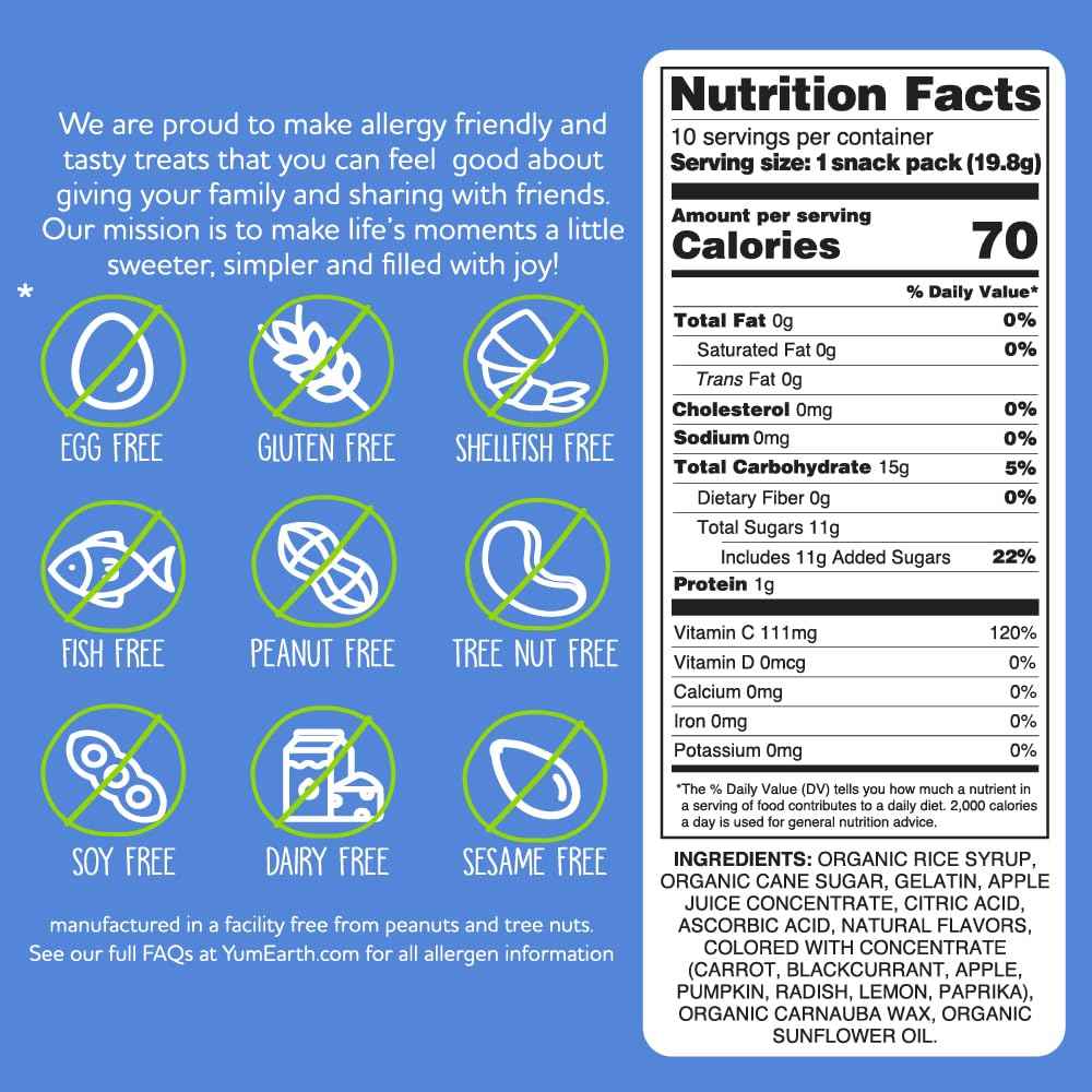 YumEarth Organic Gummy Bears – Choking Safe Soft Gummy Snack for Young Kids, Dye Free Candy