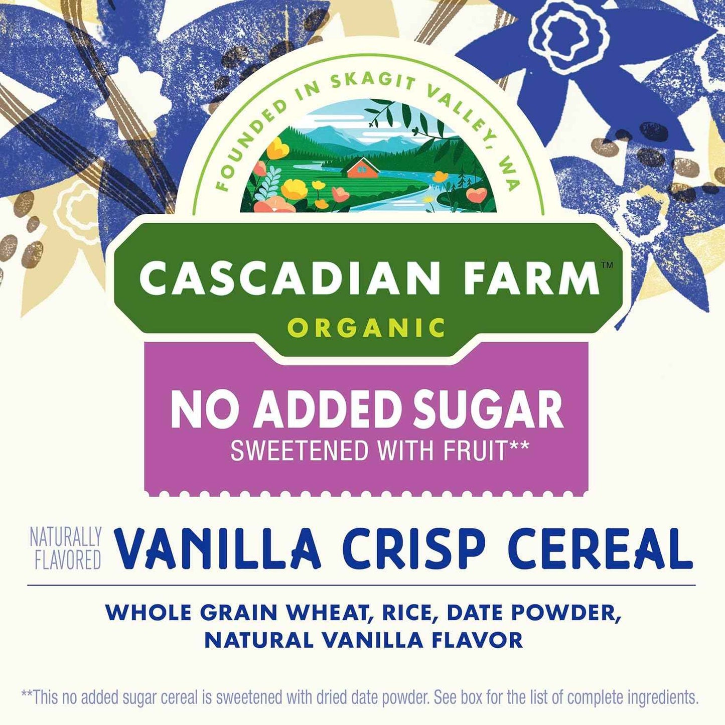 Cascadian Farm Organic Vanilla Crisp Cereal – Diabetic-Friendly Cereal for Sugar-Conscious Wellness Routines, 12 oz Resealable Box