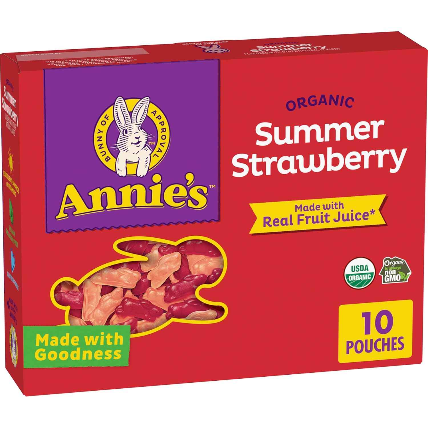 Annie's Organic Fruit Tape Swirly Strawberry – Travel Daypack Snack, 6 Non-GMO Tape Rolls for On the Go