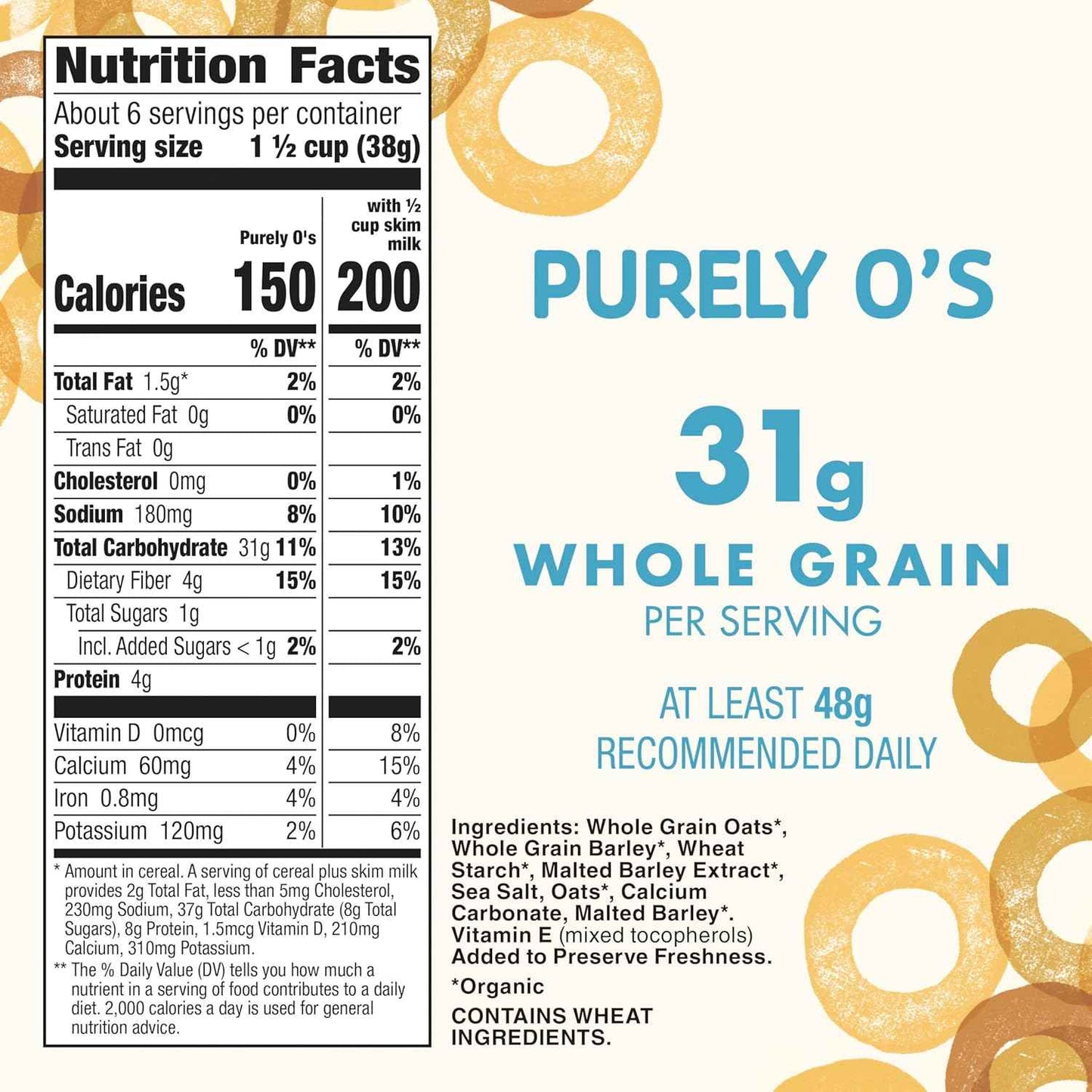 Cascadian Farm Organic Purely O's Cereal – No Artificial Flavors Snack for After-School Cravings