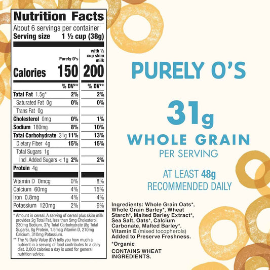 Cascadian Farm Organic Purely O's Cereal – No Artificial Flavors Snack for After-School Cravings