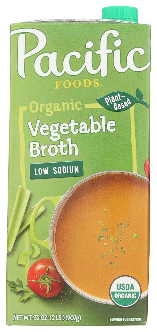 Pacific Foods Organic Low Sodium Vegetable Broth – Kid-Friendly Cooking Liquid for Lunchbox Soups and Grains