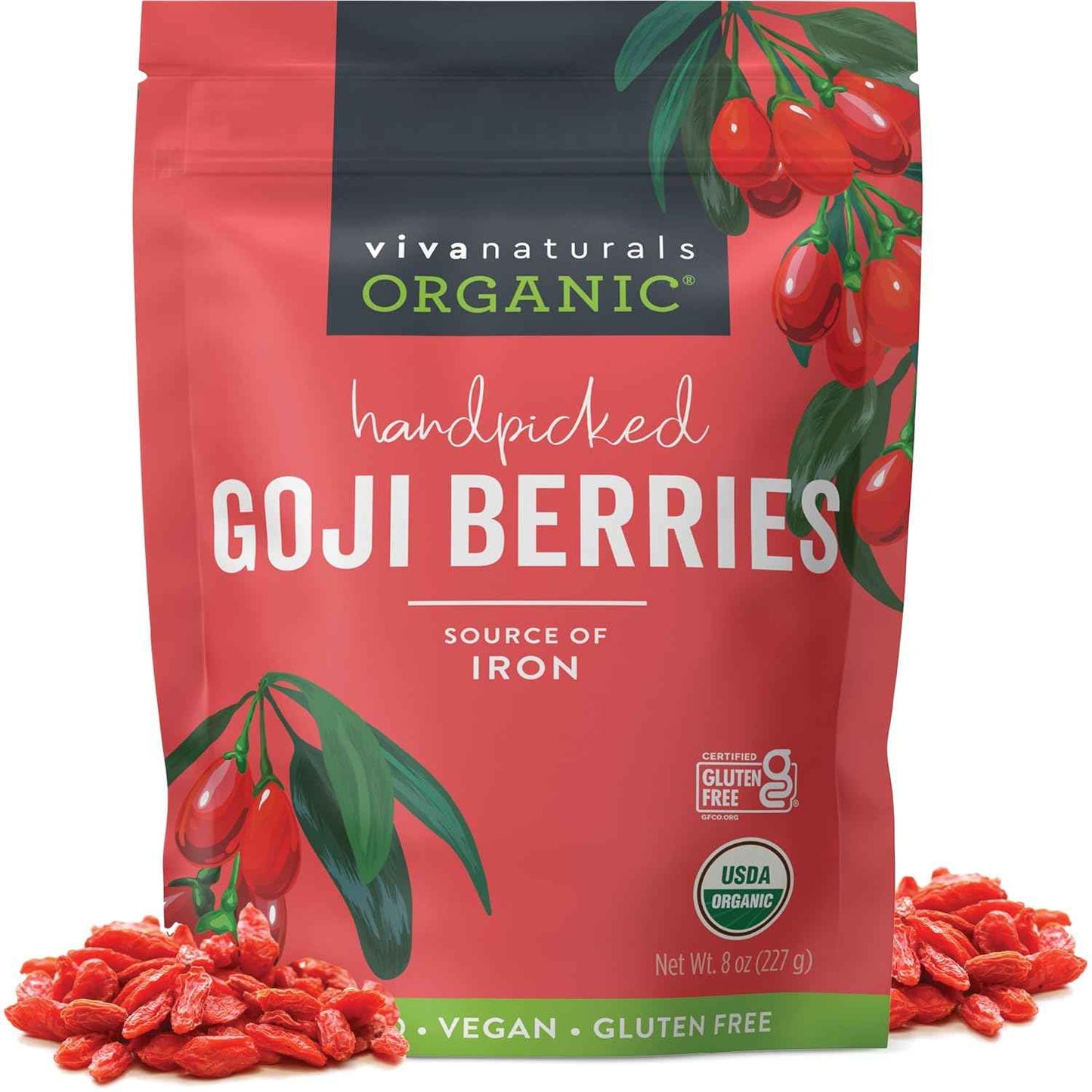 Viva Naturals Organic Goji Berries – Thoughtful Wellness Gift for Her, Birthday and Holiday Self-Care Present, 8 oz