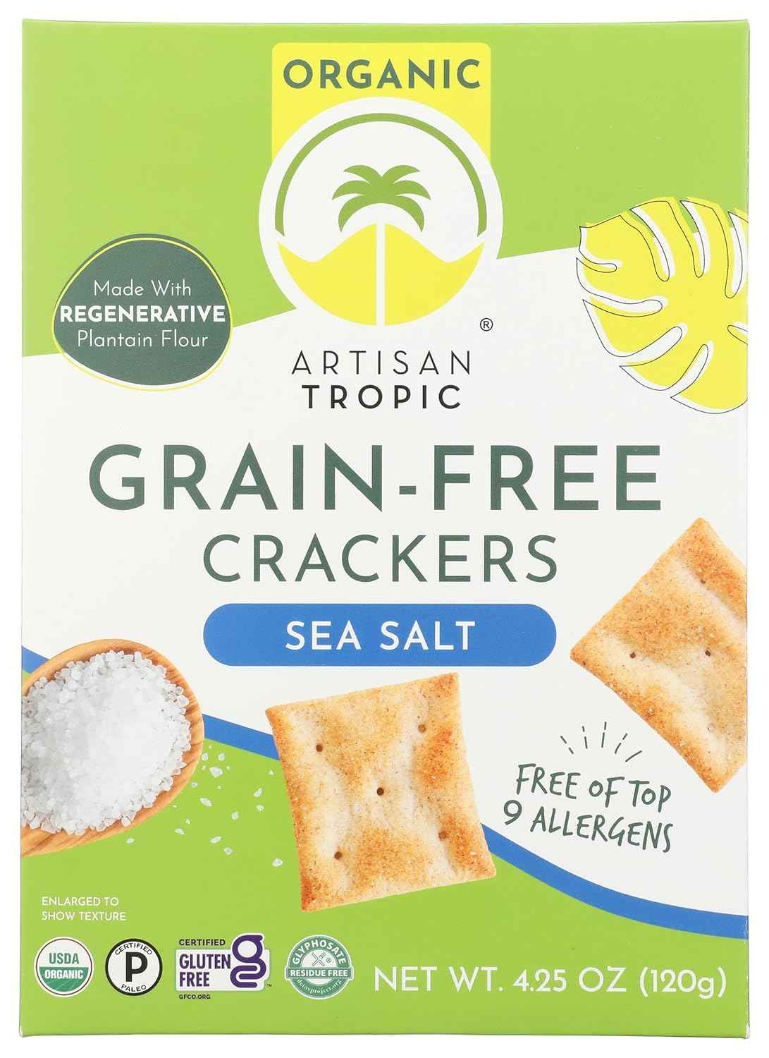 ARTISAN TROPIC Organic Sea Salt Crackers, 4.25 OZ – Picnic Blanket Snack for Open-Air Lunches