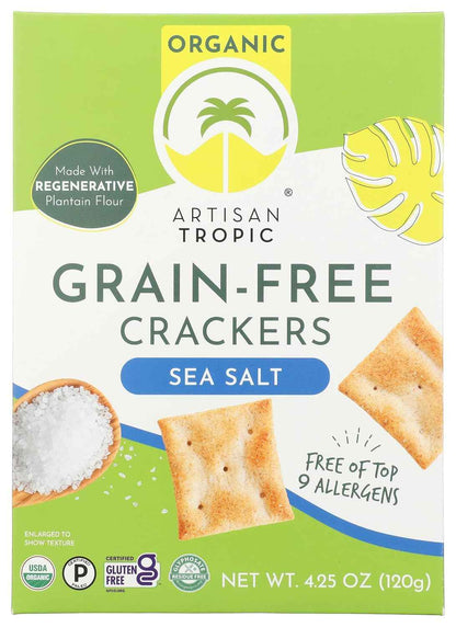 ARTISAN TROPIC Organic Sea Salt Crackers, 4.25 OZ – Picnic Blanket Snack for Open-Air Lunches