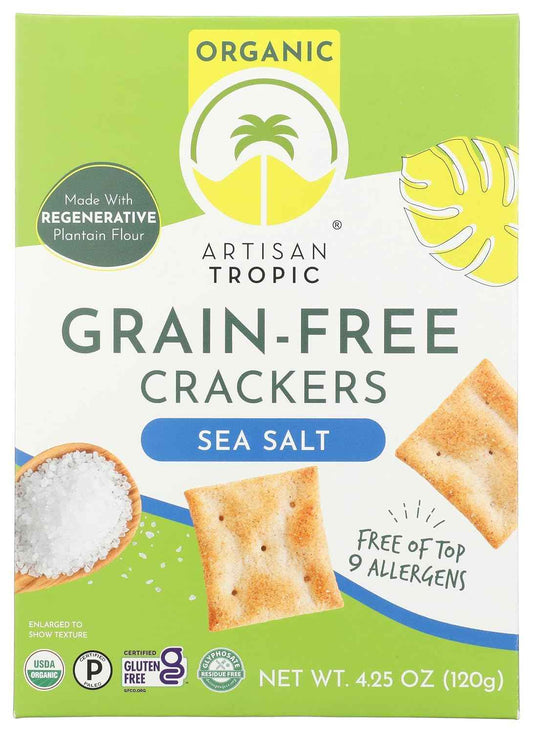 ARTISAN TROPIC Organic Sea Salt Crackers, 4.25 OZ – Picnic Blanket Snack for Open-Air Lunches