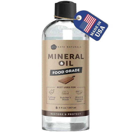 Kate Naturals Mineral Oil for Wood & Stone Surfaces – Butcher Block Countertop Sealer for a Polished Kitchen Aesthetic