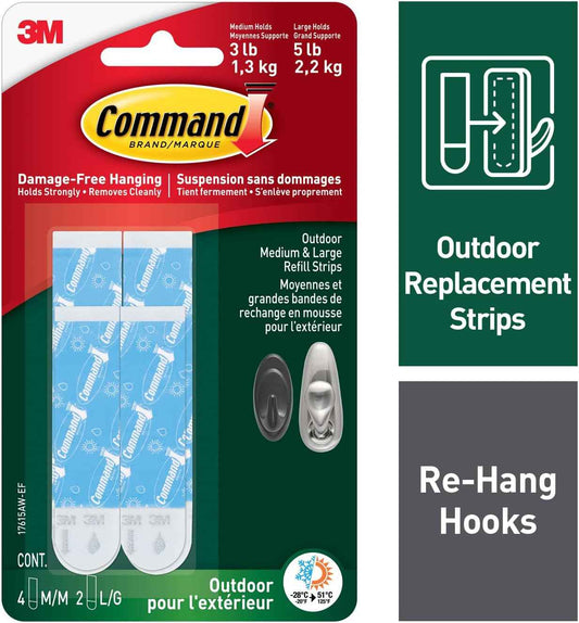 Command Outdoor Refill Strips – Re-Hang Seasonal Wreaths and Lanterns Without Marring Siding