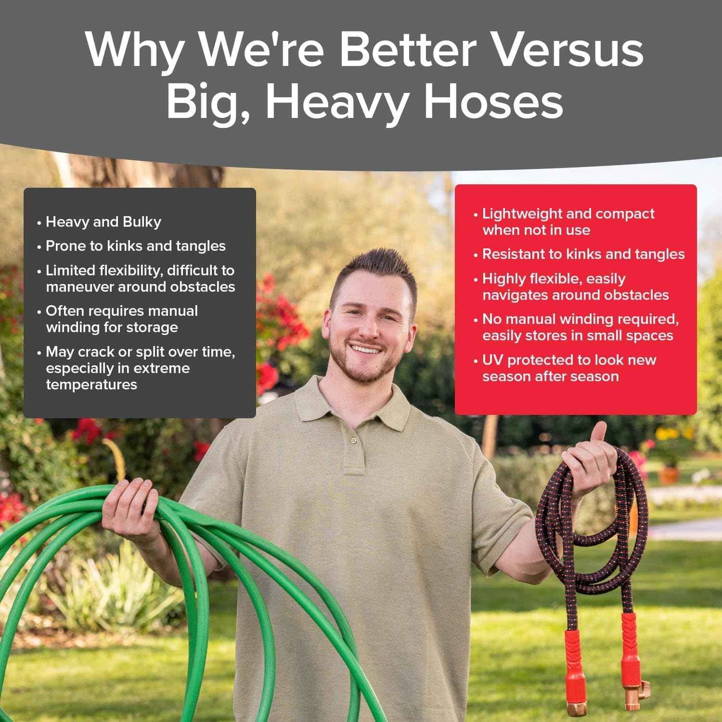 Pocket Hose Ballistic – 50 FT Expandable Garden Hose for Patio, Deck, and Campsite Watering