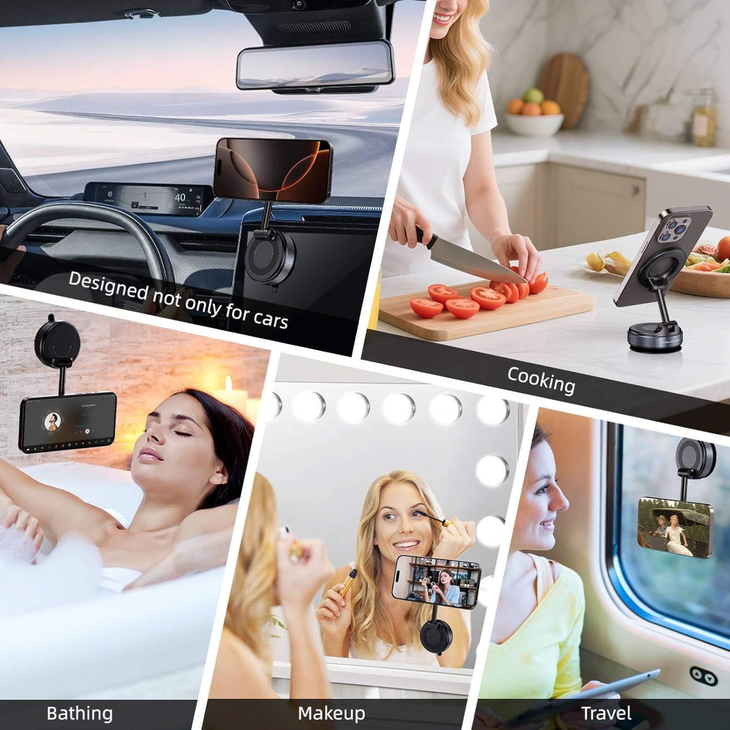 Vacuum Magnetic Suction Phone Holder – Pocket-Sized Magnetic Phone Mount for Travel and Road Trips, Black