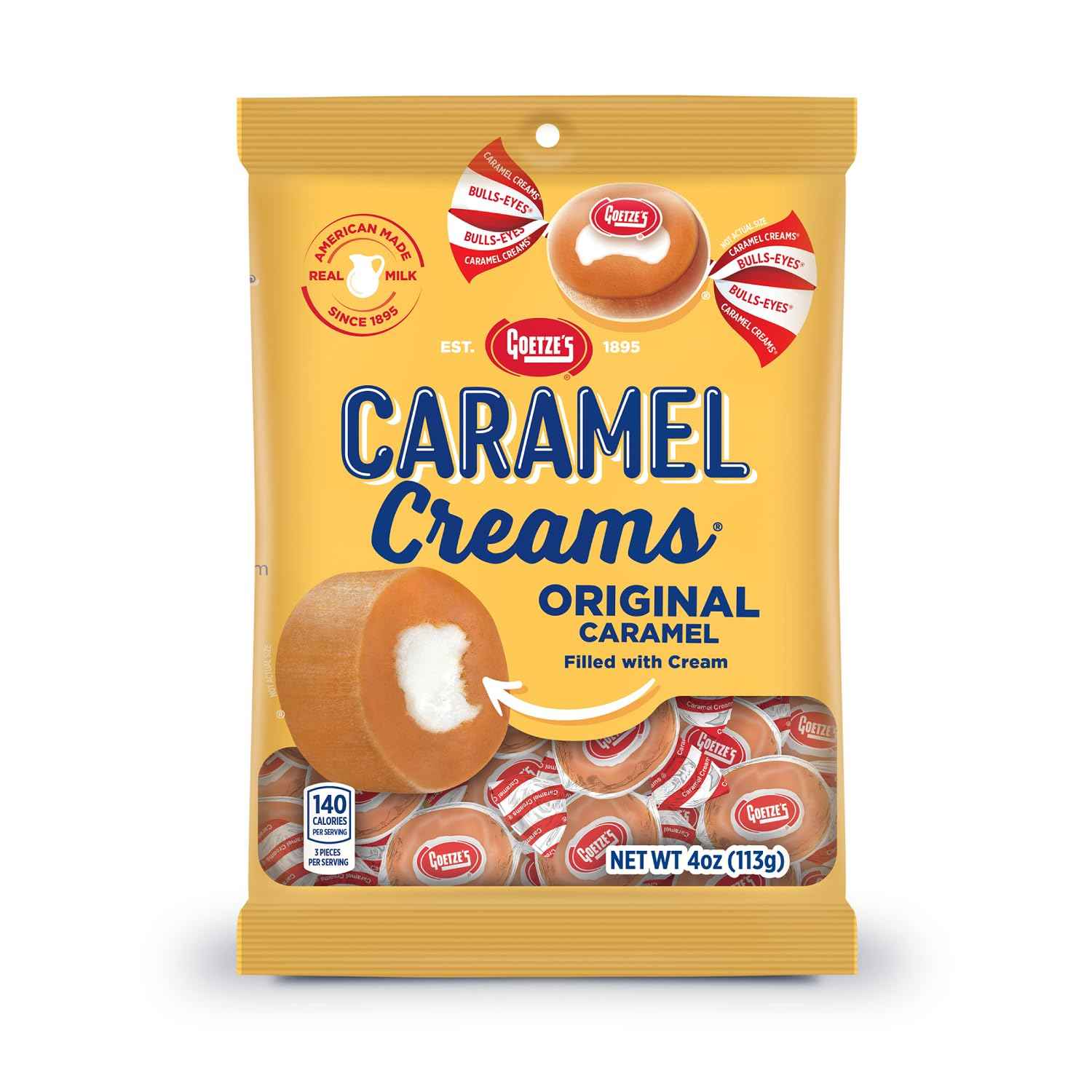 Goetze's Candy Caramel Creams - Nostalgic Valentine's Day Candy Gift for Her and Him, 4 oz Bag