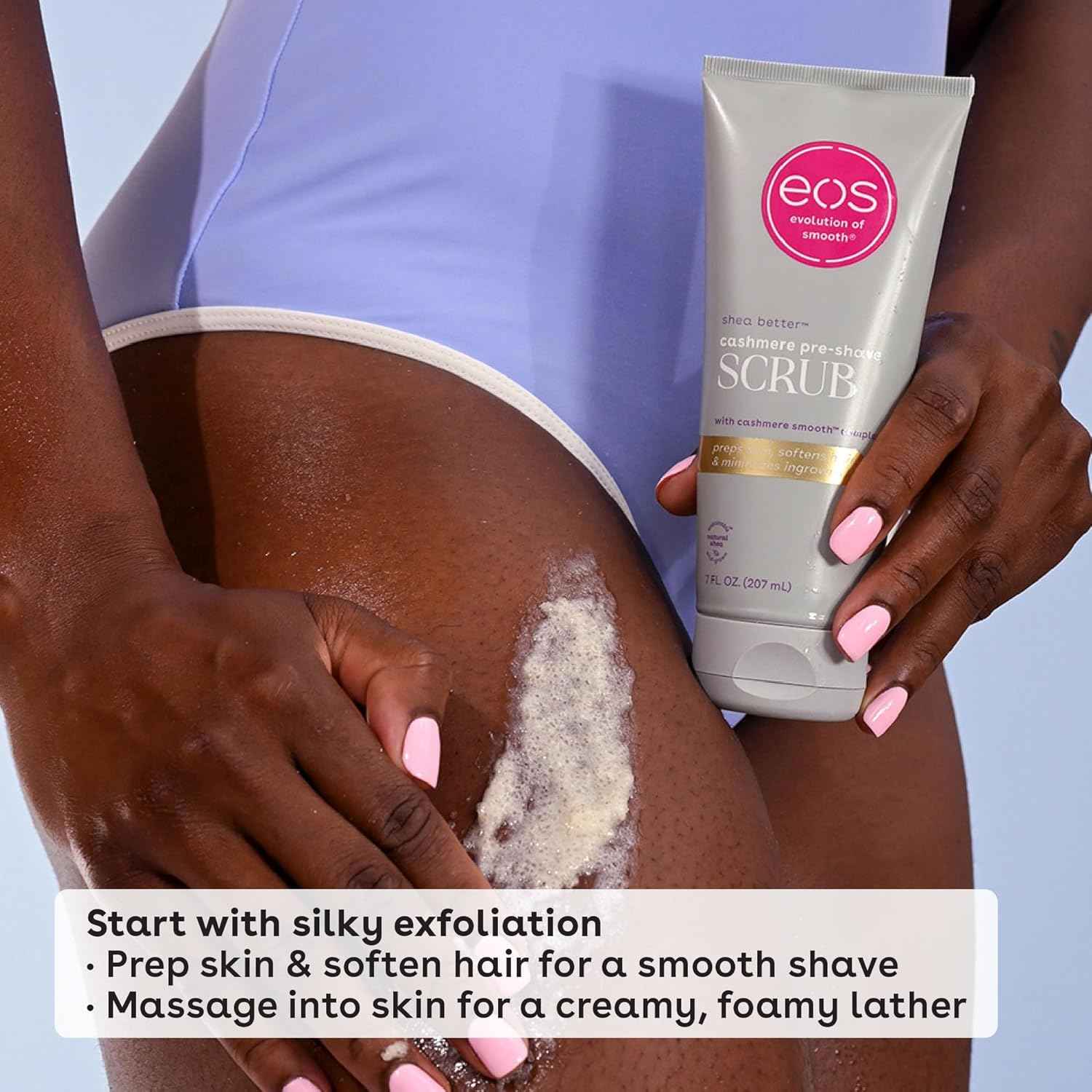 eos Cashmere Vanilla Cashmere Pre-Shave Scrub – Whipped Vanilla and Caramel Sugar Exfoliator for a Relaxing Fragrance Shower Ritual