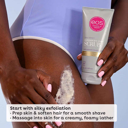 eos Cashmere Vanilla Cashmere Pre-Shave Scrub – Whipped Vanilla and Caramel Sugar Exfoliator for a Relaxing Fragrance Shower Ritual