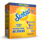 Sunkist Drink Mix Sticks for Commuters and Office Professionals – Calorie-Free Flavored Water for the Car and Conference Room