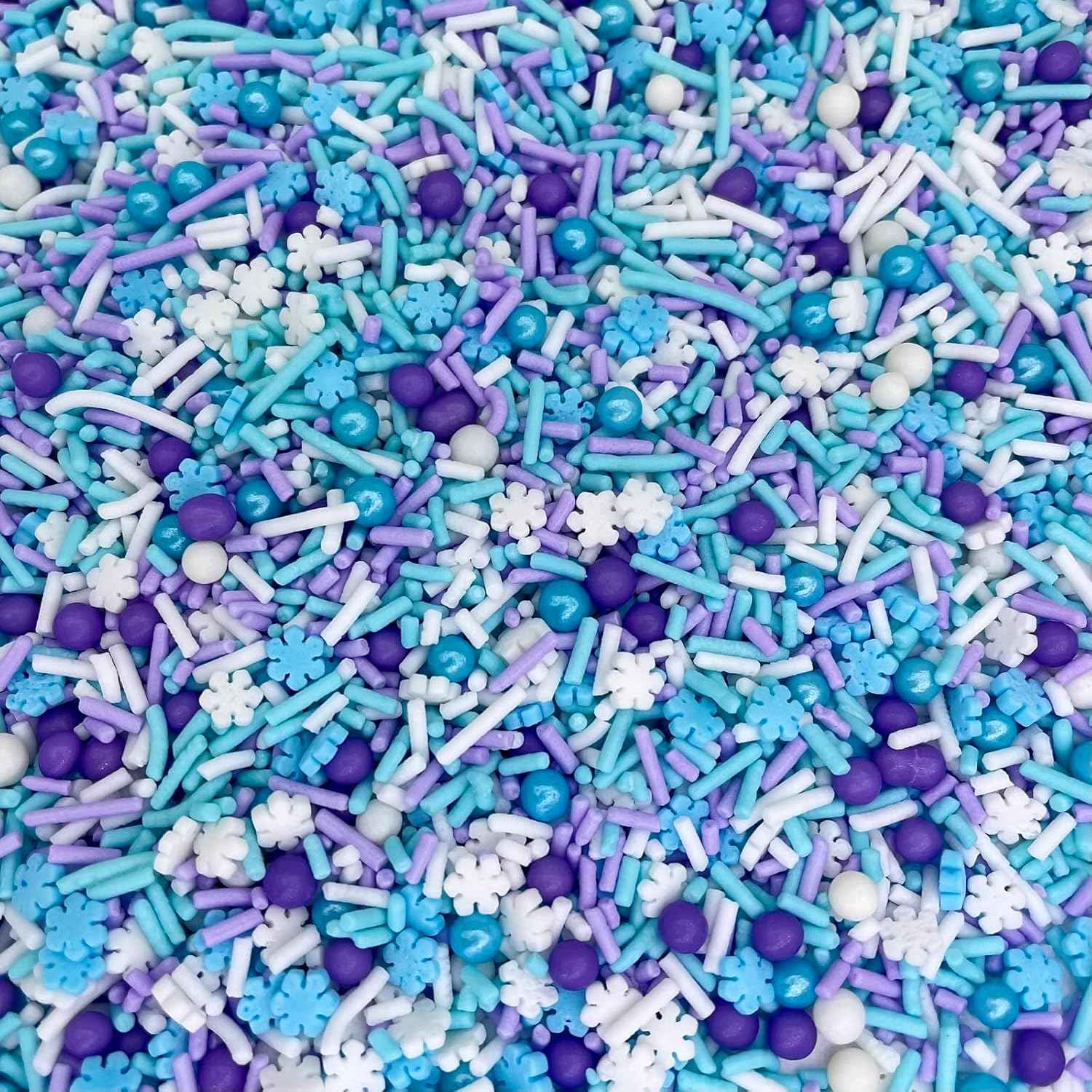 Manvscakes Winter Sprinkle Mix – Kid-Friendly Birthday Party Cake Topping, Pink Purple Blue Snowflake Sprinkles for Cupcakes