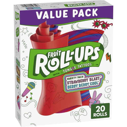 Betty Crocker Fruit Roll-Ups Variety Pack – Holiday Gift Bag Stuffer for Kids, 20 Count Bulk Snack Present