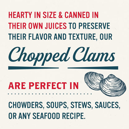variety pack option combining juice, chopped, and minced clams
