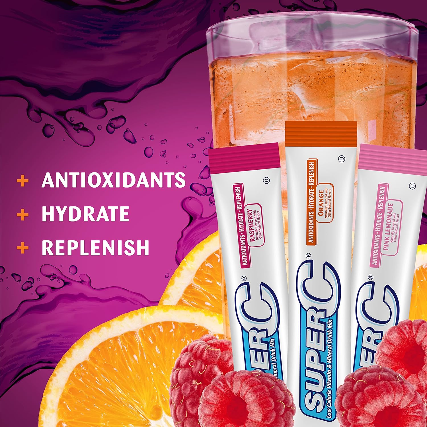 variety pack with orange, raspberry, and pink lemonade flavors