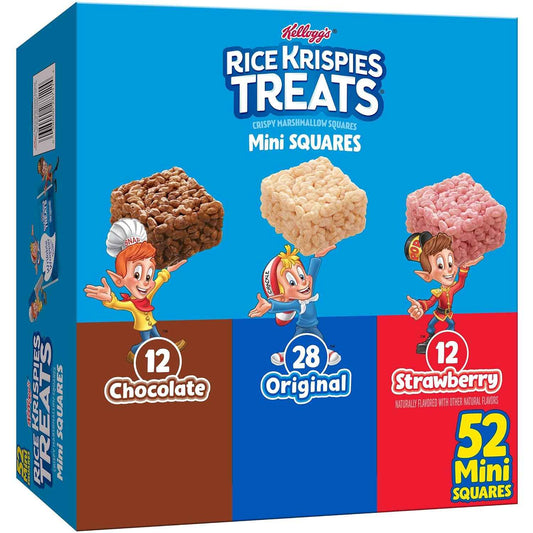 Rice Krispies Treats Mini Marshmallow Squares – Care Package Snack Variety Pack, 52 Individually Wrapped Bars for Gifting