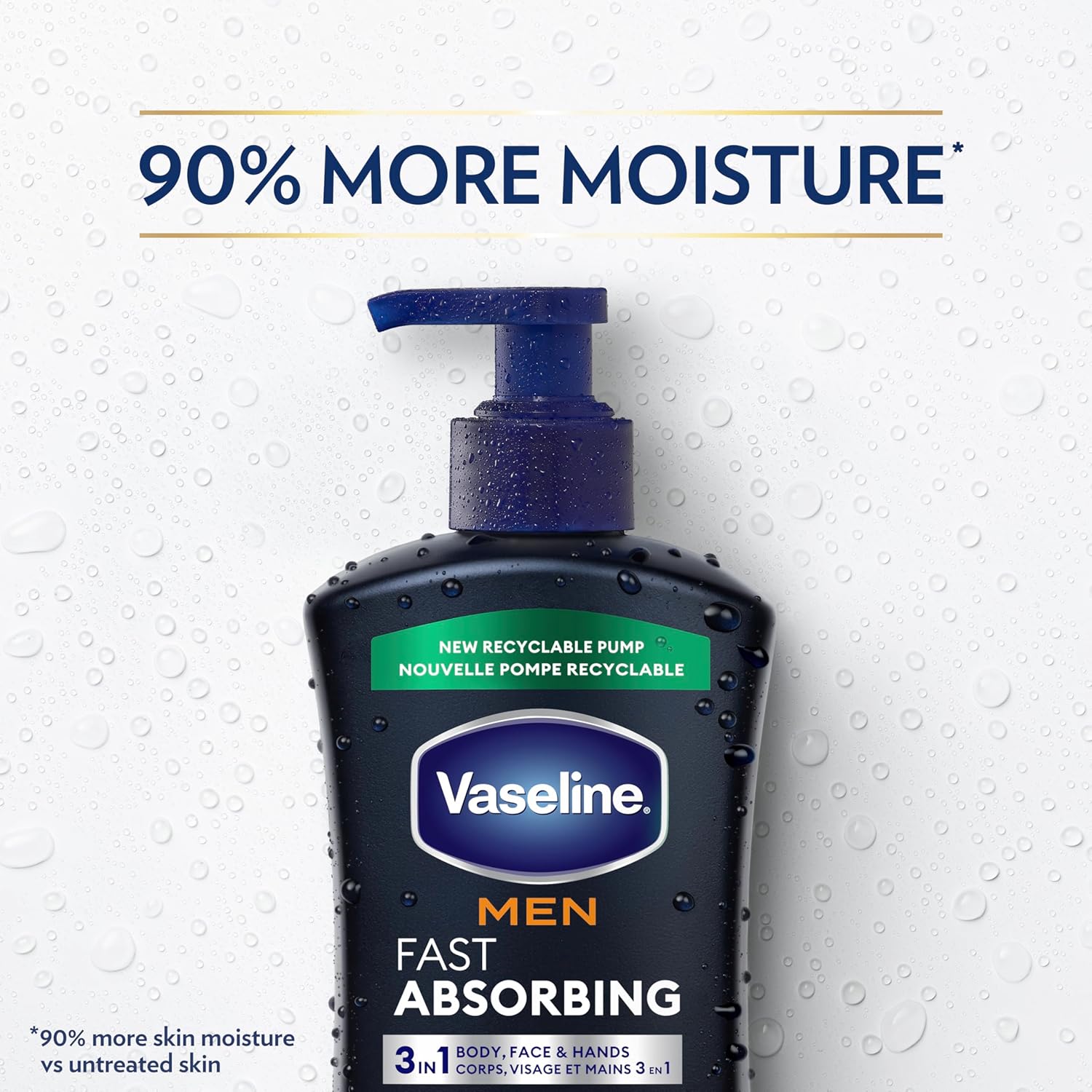 Vaseline Men's Body Lotion – Mindful Nightly Moisturizing Routine for Sensitive, Rough Skin, Cooling Menthol for a Calming Wind-Down