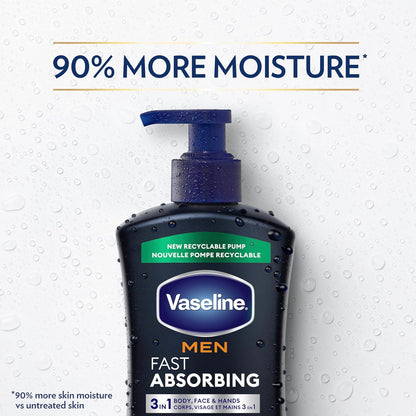 Vaseline Men's Body Lotion – Mindful Nightly Moisturizing Routine for Sensitive, Rough Skin, Cooling Menthol for a Calming Wind-Down