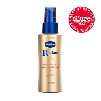 Vaseline Radiant X Hydrating Body Oil for Self-Care Nighttime Routine, Jojoba Coconut Vitamin E Spray