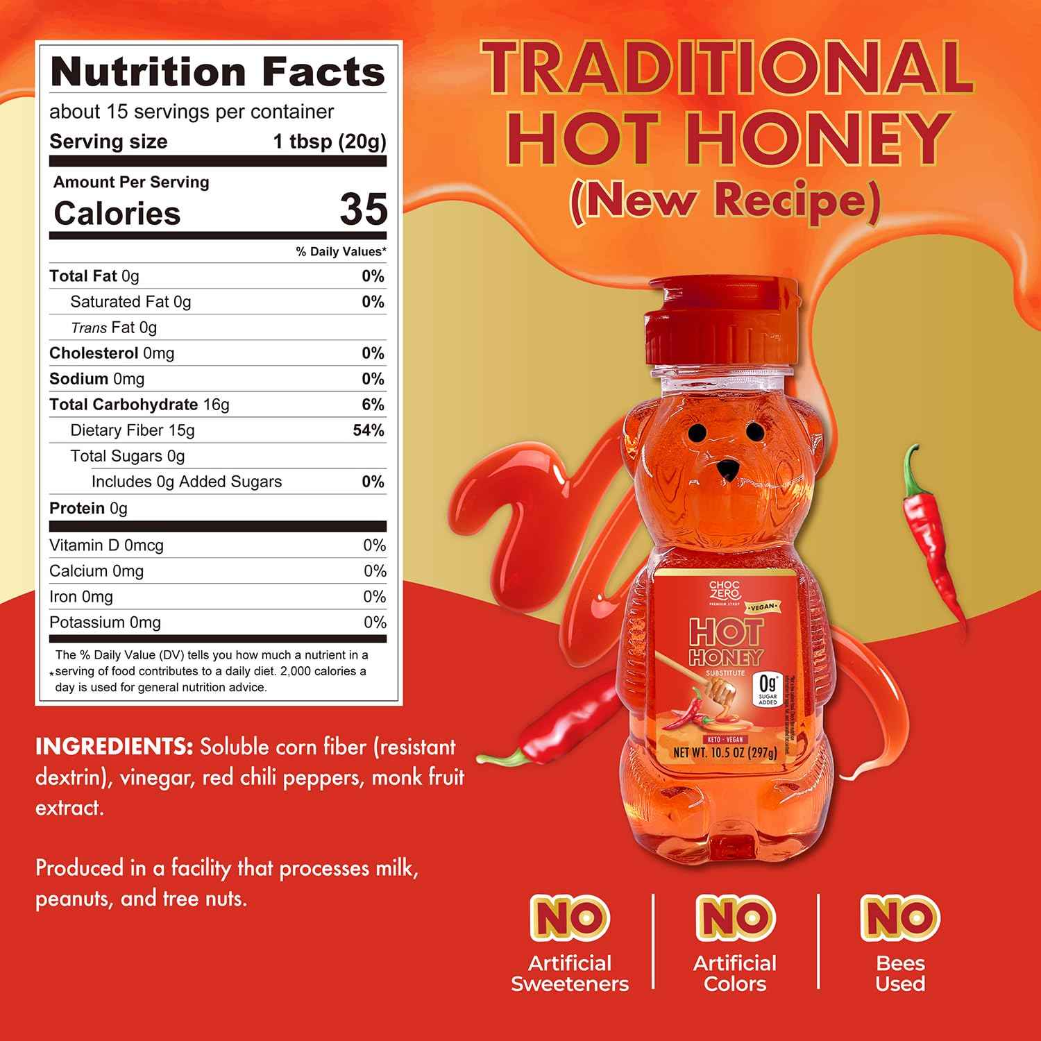 ChocZero Hot Honey – Wellness Pantry Staple for Low Carb Meal Prep, 1g Net Carb