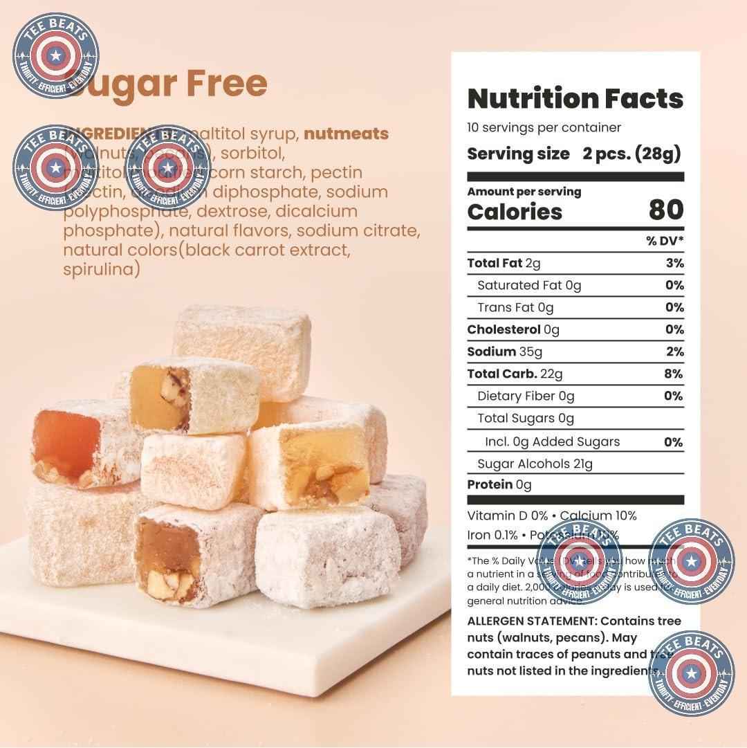 Liberty Orchards Sugar Free Aplets & Cotlets - Vegan Turkish Delight Candy Box, 8 oz Holiday Hostess Gift