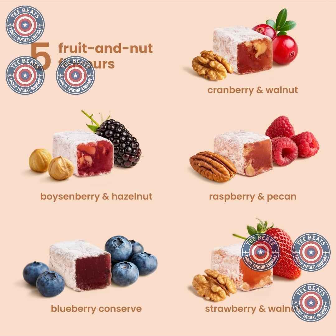 Liberty Orchards Berry Delights – Guilt-Free Vegan Snack for Afternoon Tea, Gluten-Free Berry & Nut Lokum 10 Oz