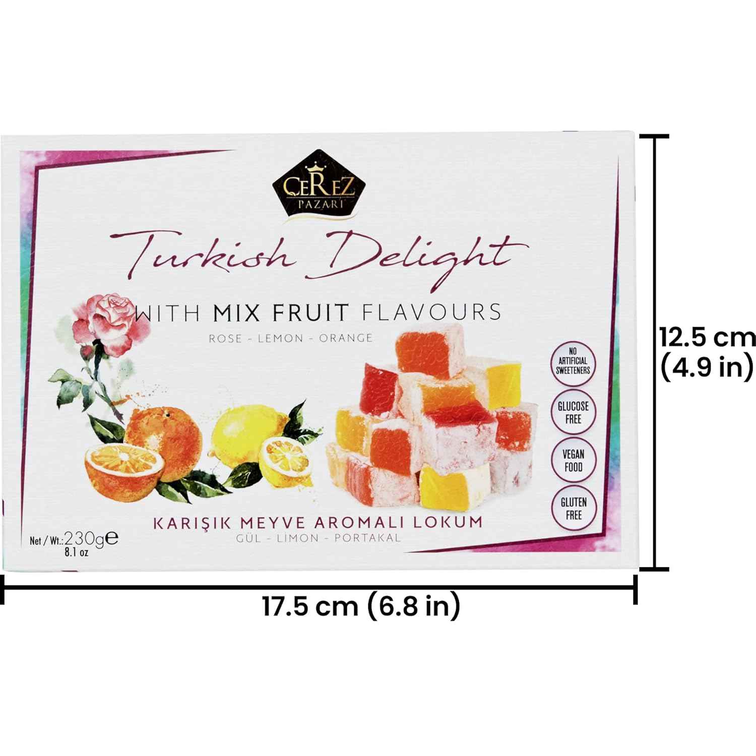 Cerez Pazari Lokum Trio Flavors – Halal and Gluten-Free Wind-Down Dessert, No Artificial Colors or Preservatives Snack