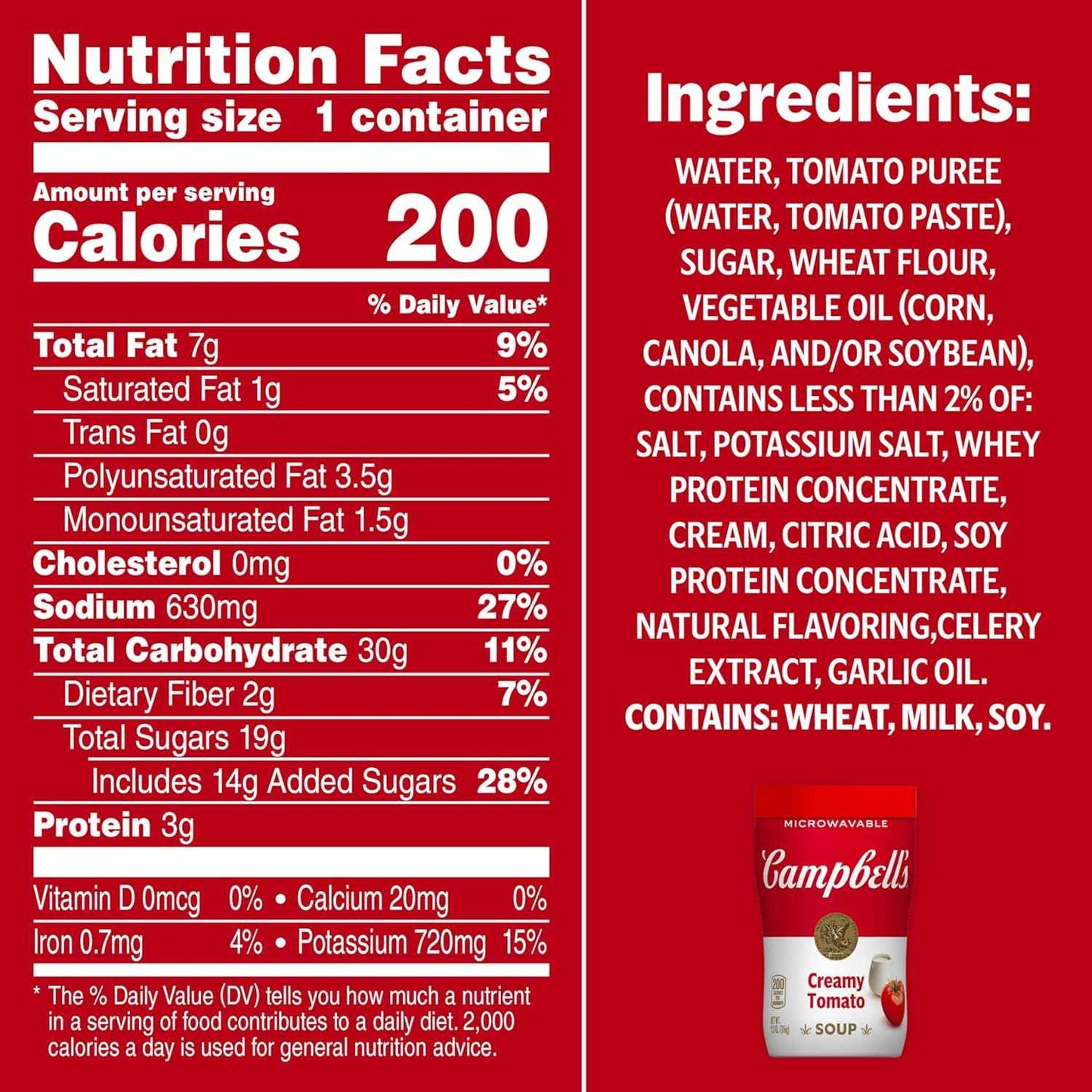 Campbell's Sipping Soup Creamy Tomato – No MSG No Artificial Colors Comfort Soup for Wind-Down Routines