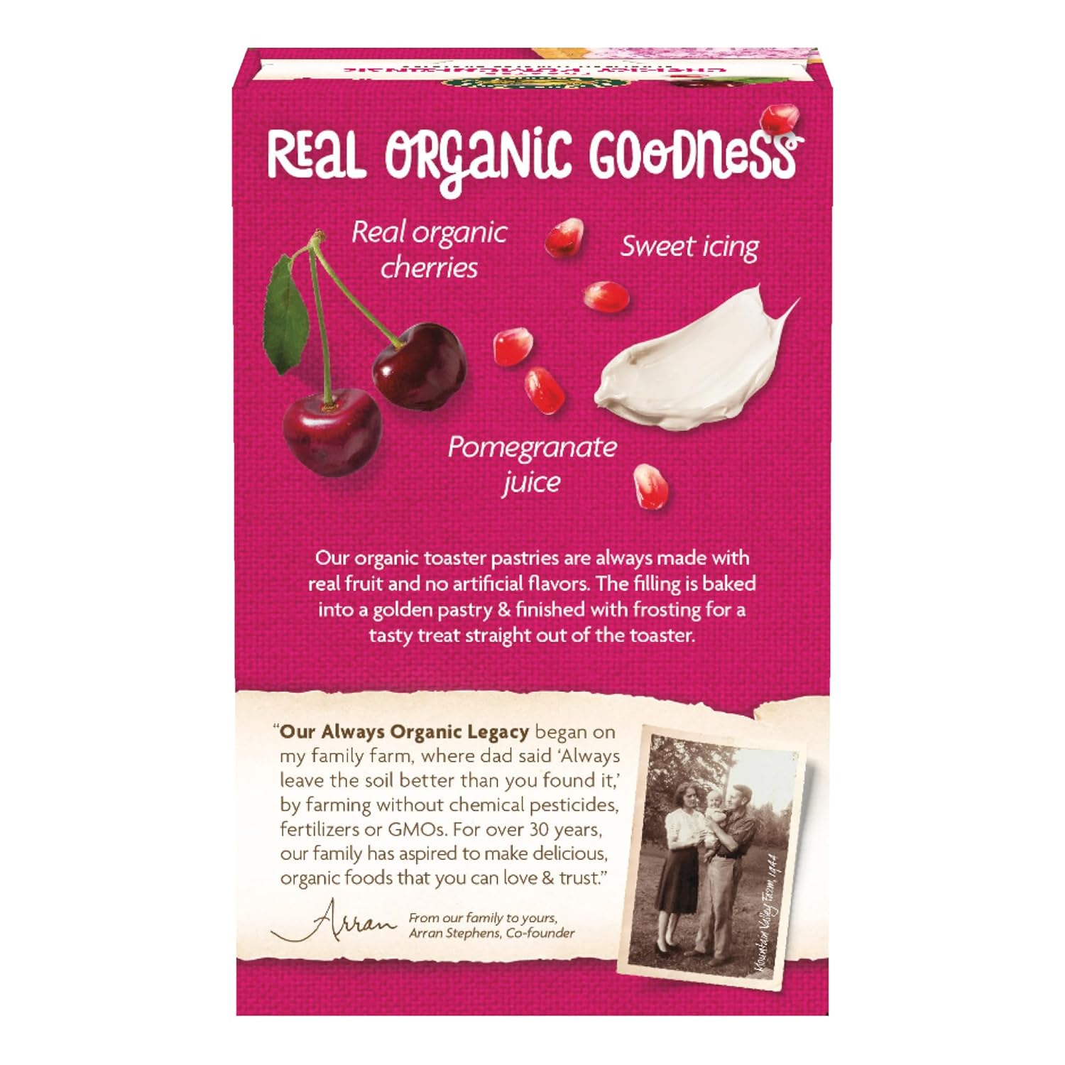 vegetarian recipe with real fruit filling and lightly frosted organic pastry shell