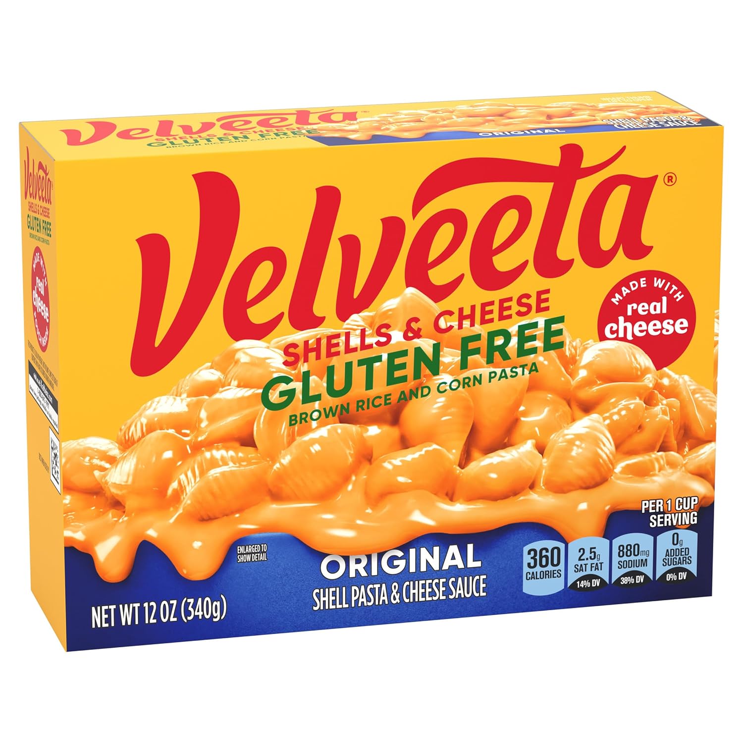 Velveeta Gluten Free Shells & Cheese, Compact Pantry Essential for Small Kitchens, 12 oz Box