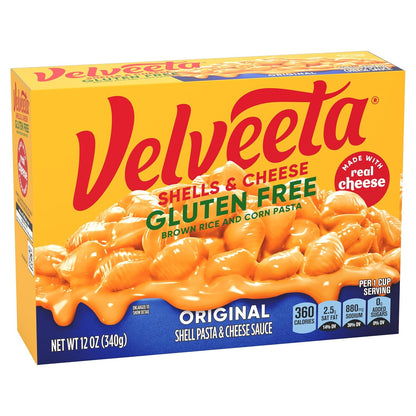 Velveeta Gluten Free Shells & Cheese, Compact Pantry Essential for Small Kitchens, 12 oz Box